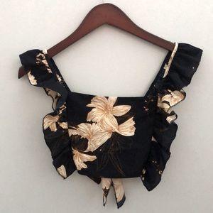 Navy blue floral crop top